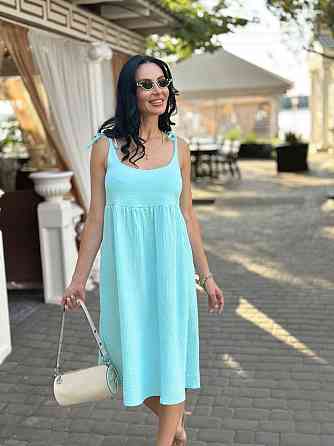 Летнее платье сарафан из муслина на бретельках Caramel 42-44, Голубой Киев