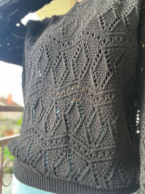 Свитер женский MIX RAY 6772 прозрачный оверсайз ажурная вязка сетка, черный, one size Киев - изображение 2