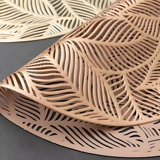 Сервировочная салфетка под горячее круглая 38х38 см, коврик сервировочный розово-золотистый набор 2 шт Каменец-Подольский