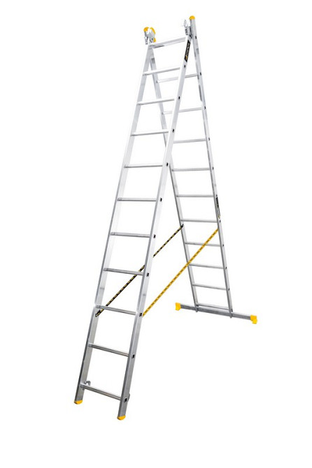 MASTERTOOL Драбина алюмінієва MASTERTOOL двосекційна комбінована 2х11 ступенів h=5330 мм max 15 Коломия - фото 9