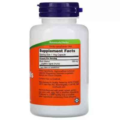 Травы Now Foods Черный Орех 500 мг, Black Walnut Hulls, 100 вегетарианских (NOW-04606) Винница