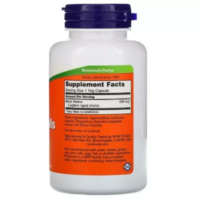 Трави Now Foods Чорний Горіх 500 мг, Black Walnut Hulls, 100 вегетаріанських (NOW-04606) Вінниця - фото 2