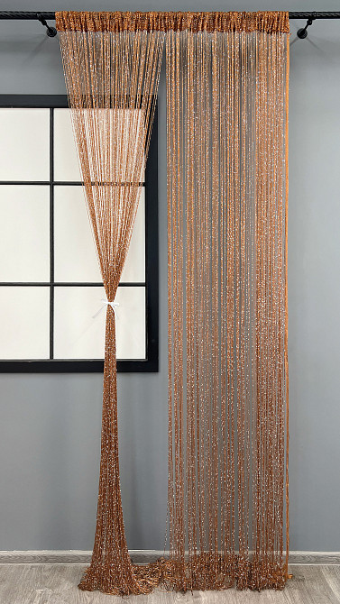 Штори-нитки з люрексом Коричневий 300х300см 1 шт (61-122) Київ - фото 3