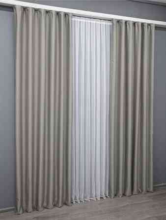 Комплект готовых штор VR-Textil Шенил однотонный № 1590ш Тауп 150х270 см 2 шт (33-0470) Киев