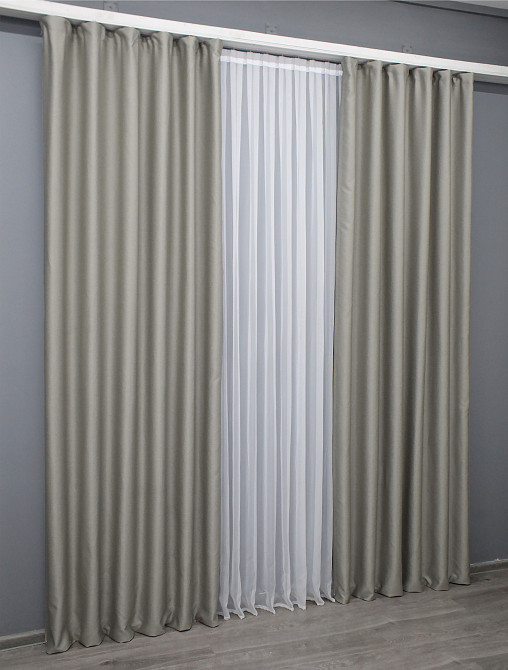 Комплект готовых штор VR-Textil Шенил однотонный № 1590ш Тауп 150х270 см 2 шт (33-0470) Киев - изображение 4