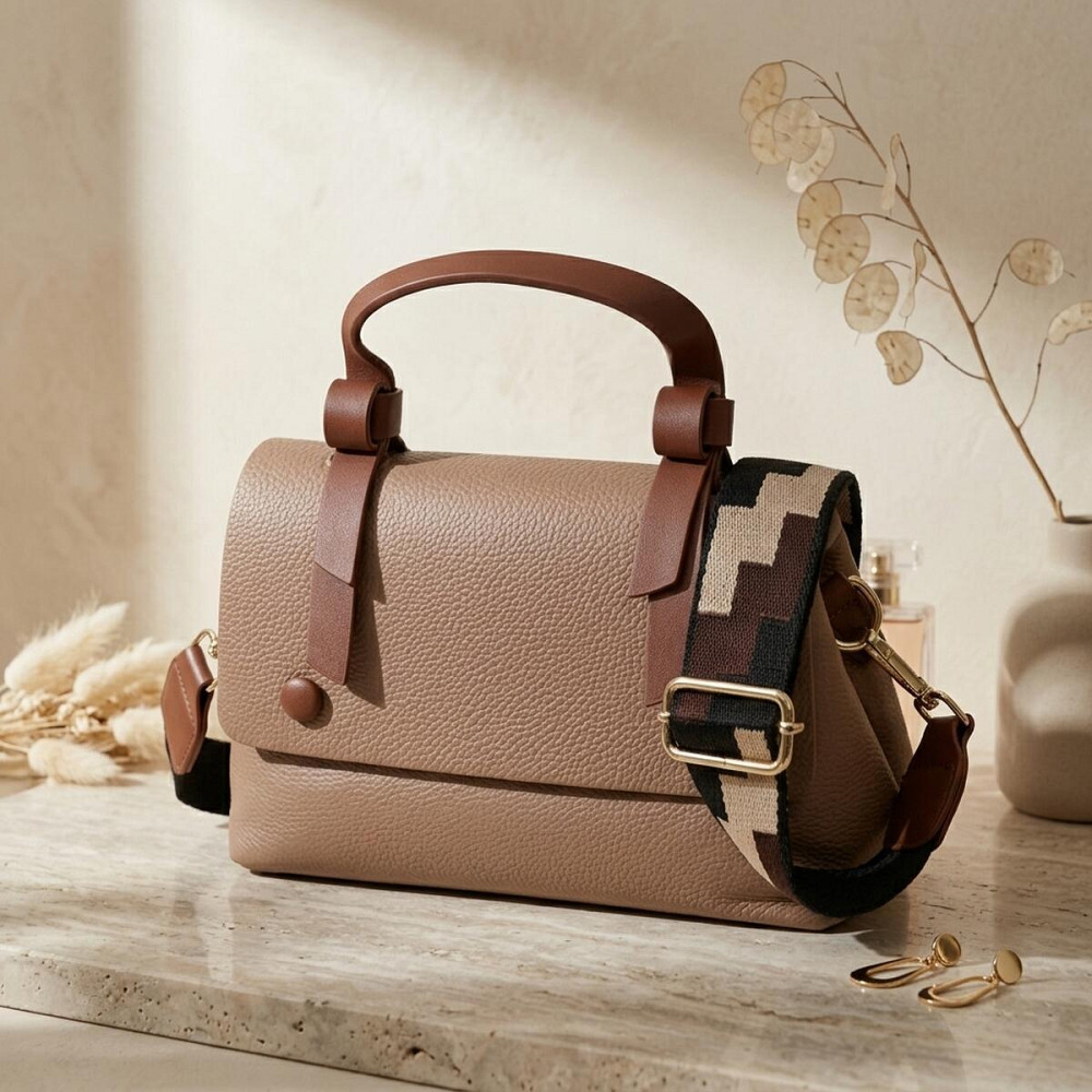 Ділова сумка для жінок з короткою ручкою з натуральної шкіри Vintage 22668 Коричнева Київ - фото 11