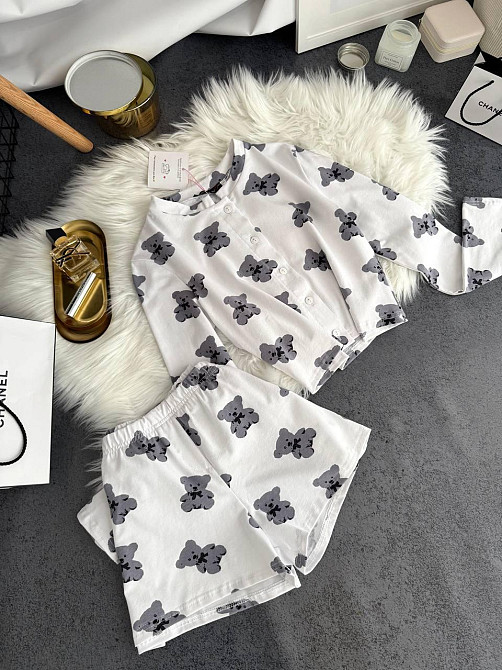 Женская стильная домашняя принтованная пижама качественный кулир Белый 2, 42/44 Одесса - изображение 6