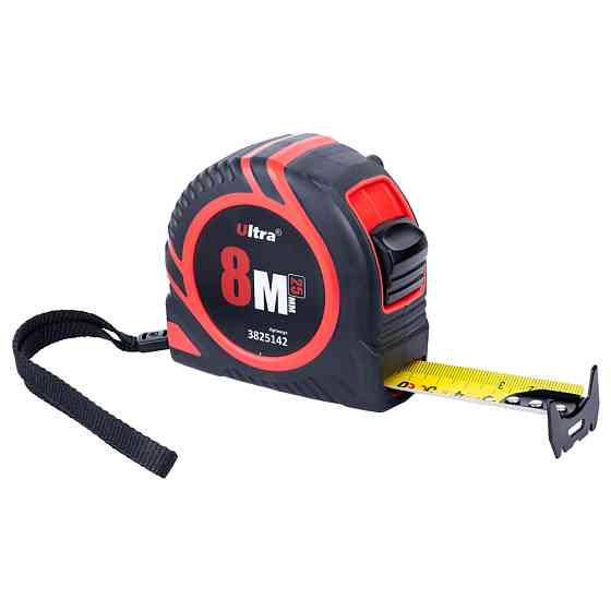 Ultra Рулетка обрезиненная с нейлоновым покрытием полотна 8м×25мм ULTRA (3825142) Київ