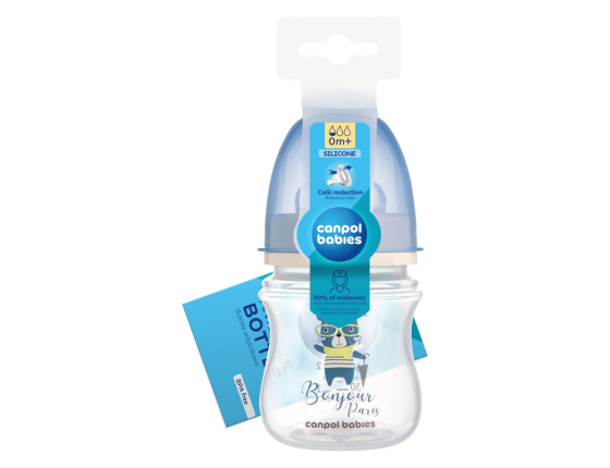 Бутылочка антиколиковая Canpol babies EasyStart 120 мл PP с широким горлом Bonjour Paris, синяя Кривой Рог