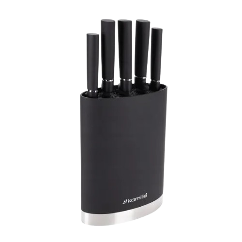 Набір ножів 6 предметів:(5шт + овальна підставка) чорний 7620 KAMILLE Житомир - изображение 3