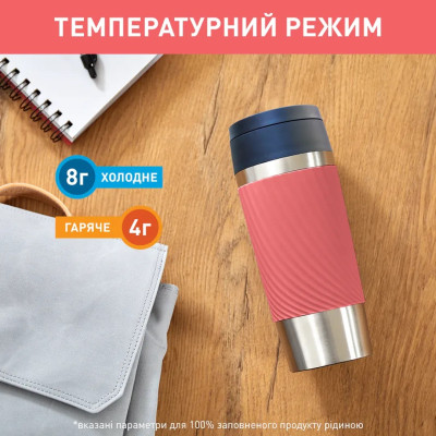 Термокружка Tefal Travel Mug Classic Twist, 360мл, нержавіюча сталь, кораловий (N2024410) Винница - изображение 5