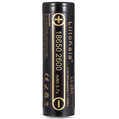 Аккумулятор 18650 2600mah Li-Ion, (2450-2650mah), 3.7V (2.75-4.2V), Blac Liitokala (Lii-26A) Винница - изображение 1