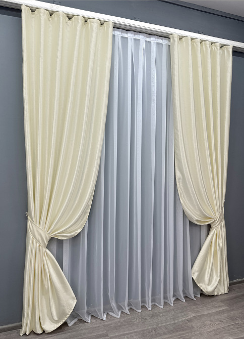 Комплект готових штор VR-Textil Софт № 1733ш Молочний 150х270 см 2шт (33-0707) Київ - фото 3