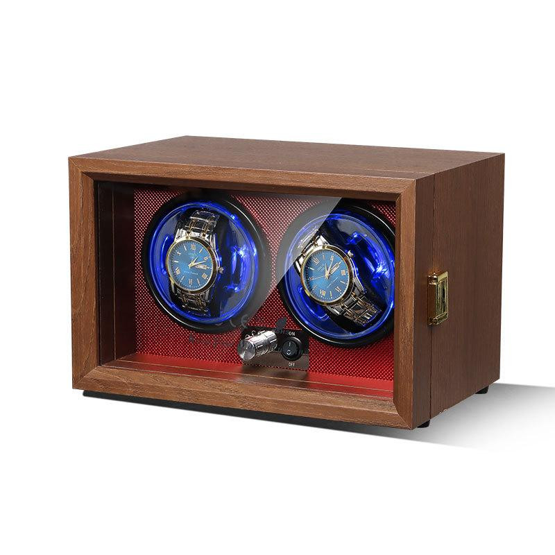 Шкатулка для автоподзавода часов / Виндер / Watch Winder / Ротомат Newaner 2 слота, деревянный корпус, тихий мотор, LED Киев - изображение 2