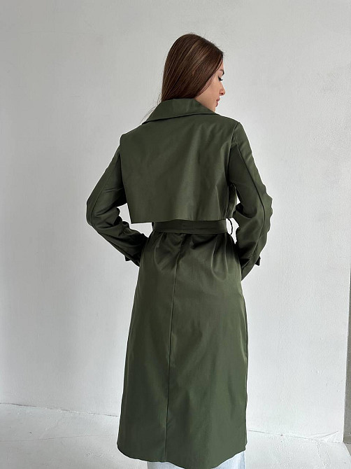 Жіночий трендовий стильний тренч  щільна котон-парка Хакі Одеса - фото 2