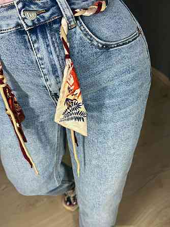 Джинси жіночі Dragon 8321 MOM jeans з поясом стрейчеві блакитні, блакитний, 33, 33, 92 см, 117 см Київ