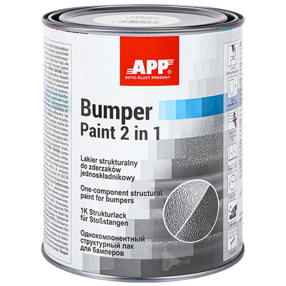 Фарба бамперна структурна 2 в 1 чорна 1л APP, 020801 Київ - фото 1