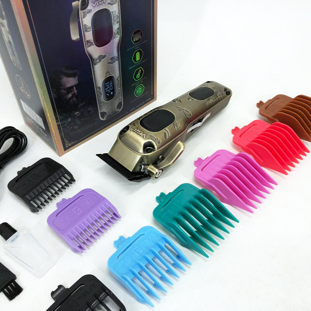 Профессиональный триммер с набором насадок VGR, Аккумуляторная машинка для стрижки волос с насадками CS-33 Львов - изображение 3