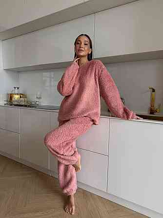 Жіноча затишна піжама двійка: кофта і штани махра тедді Одеса