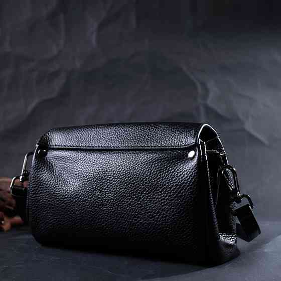 Жіноча шкіряна сумка із трикутним клапаном Vintage 22254 Чорна Київ