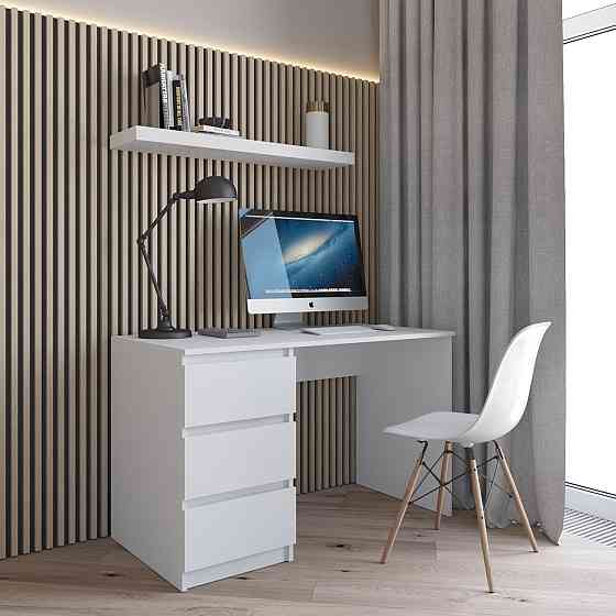 Комп’ютерний стіл VAYS R-13, письмовий з тумбою зліва, 3 шухляди, без ручок, ЛДСП, 120×60×75 см - для дому та офісу Львів