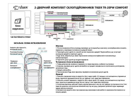 Склопідйомник TIGER Comfort Вінниця