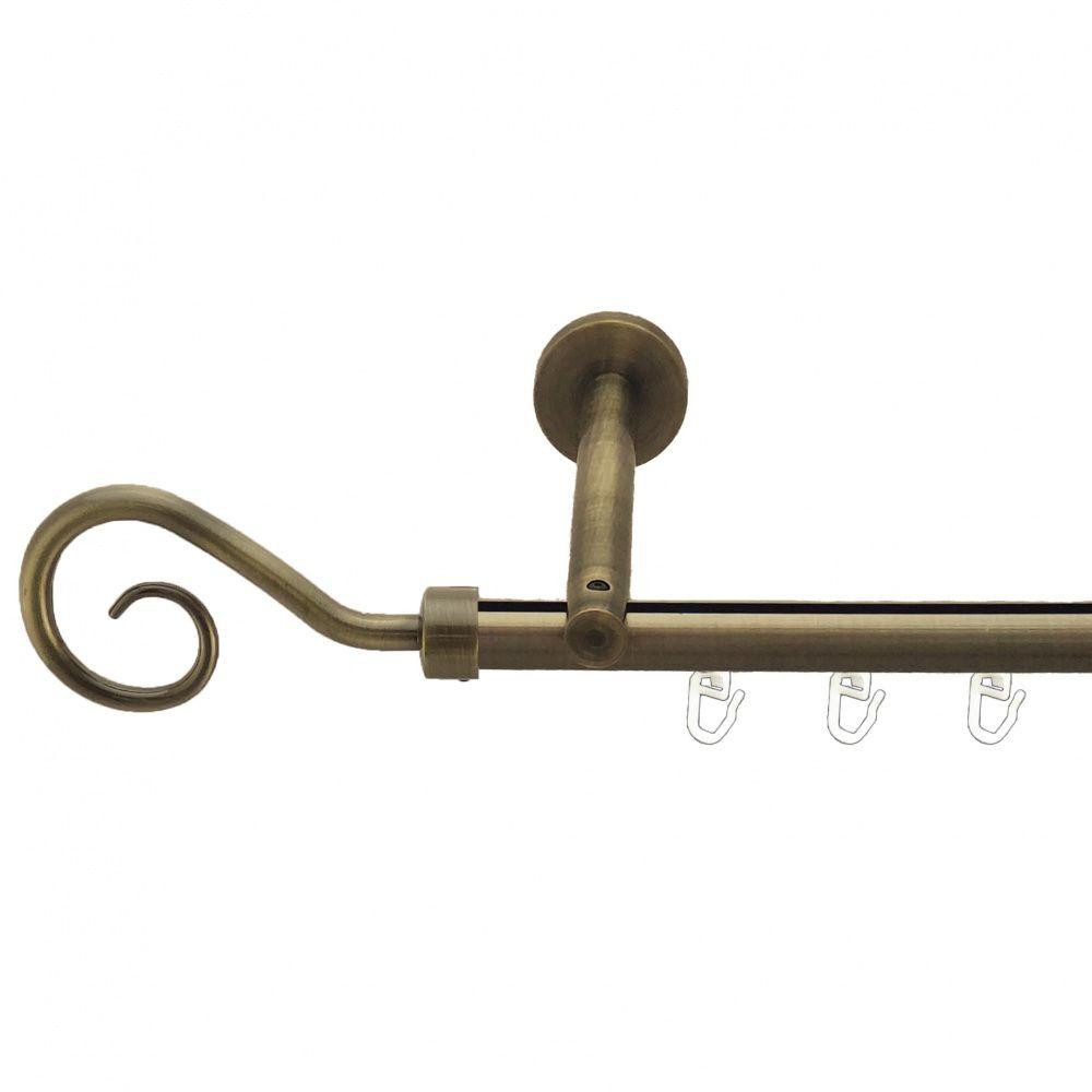 Карниз Orvit Гак металевий однорядний циліндр+профіль (16 см) профільна труба  Антик 19 мм 240 см (7217979) Львів - фото 1