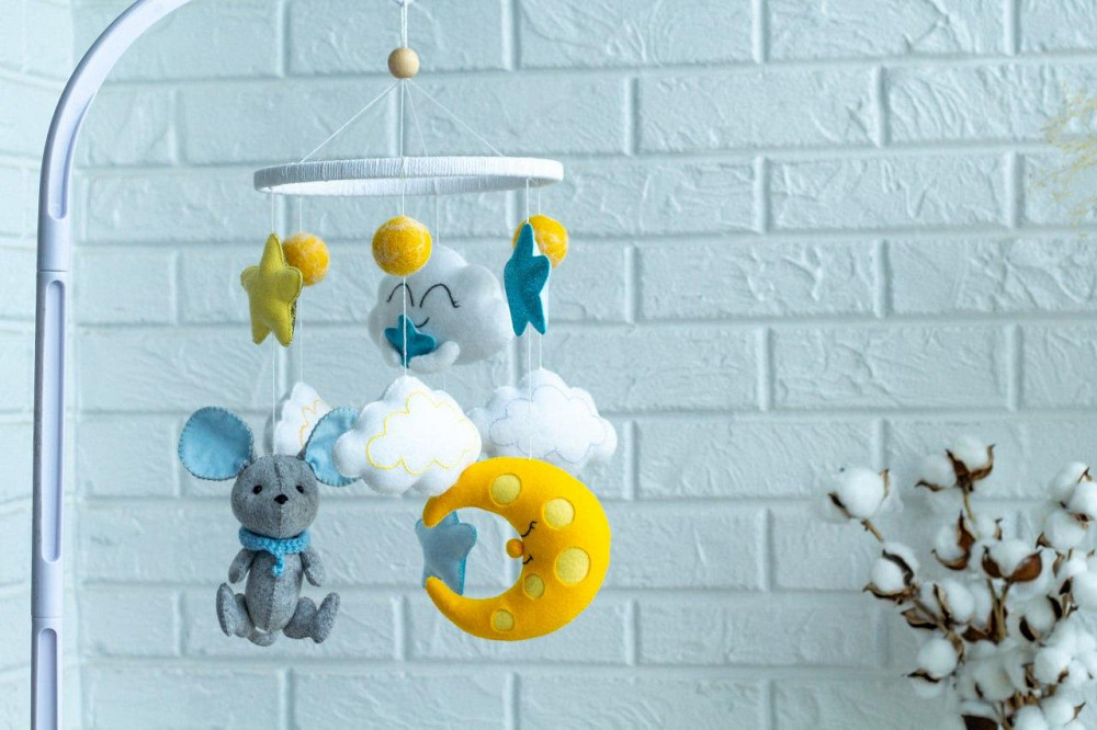 Дитячий музичний мобіль на ліжечко для немовлят WooolyWool «Мишеня» з 35 мелодіями Київ - фото 4