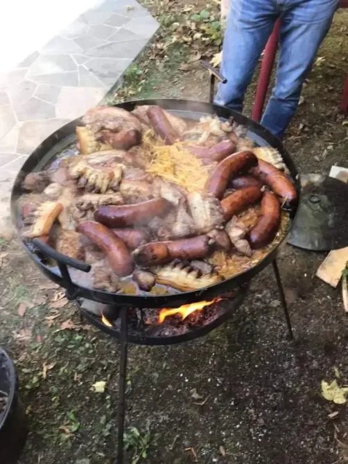 Сковорода + підставка для розведення вогню З КРИШКОЮ 50 СМ (садж) на ніжках 100 СМ розбірні СЗК-02 Київ - фото 6