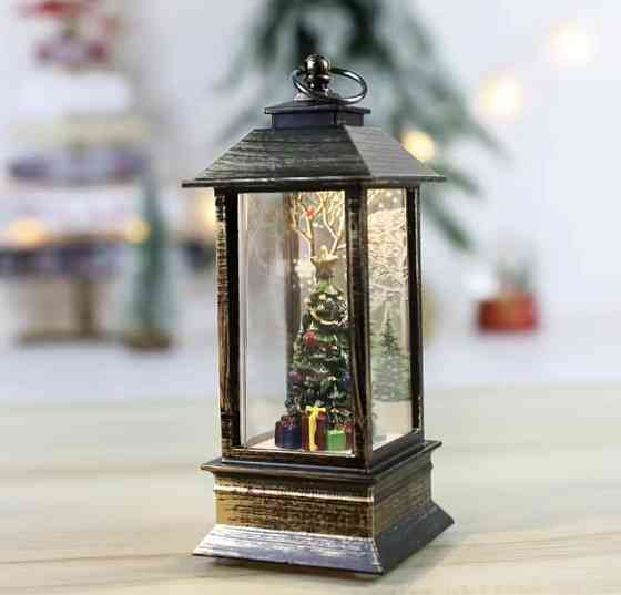 Новорічний LED ліхтар на батарейках без блискіток 