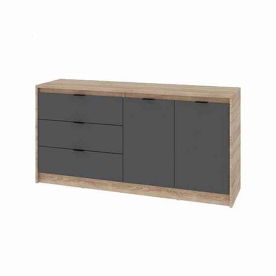 Большой комод с дверями и 3-мя ящиками Эверест Сити-1500 150,2х38х74,6 Дуб сонома/Графит (DTM-071101) Днепр
