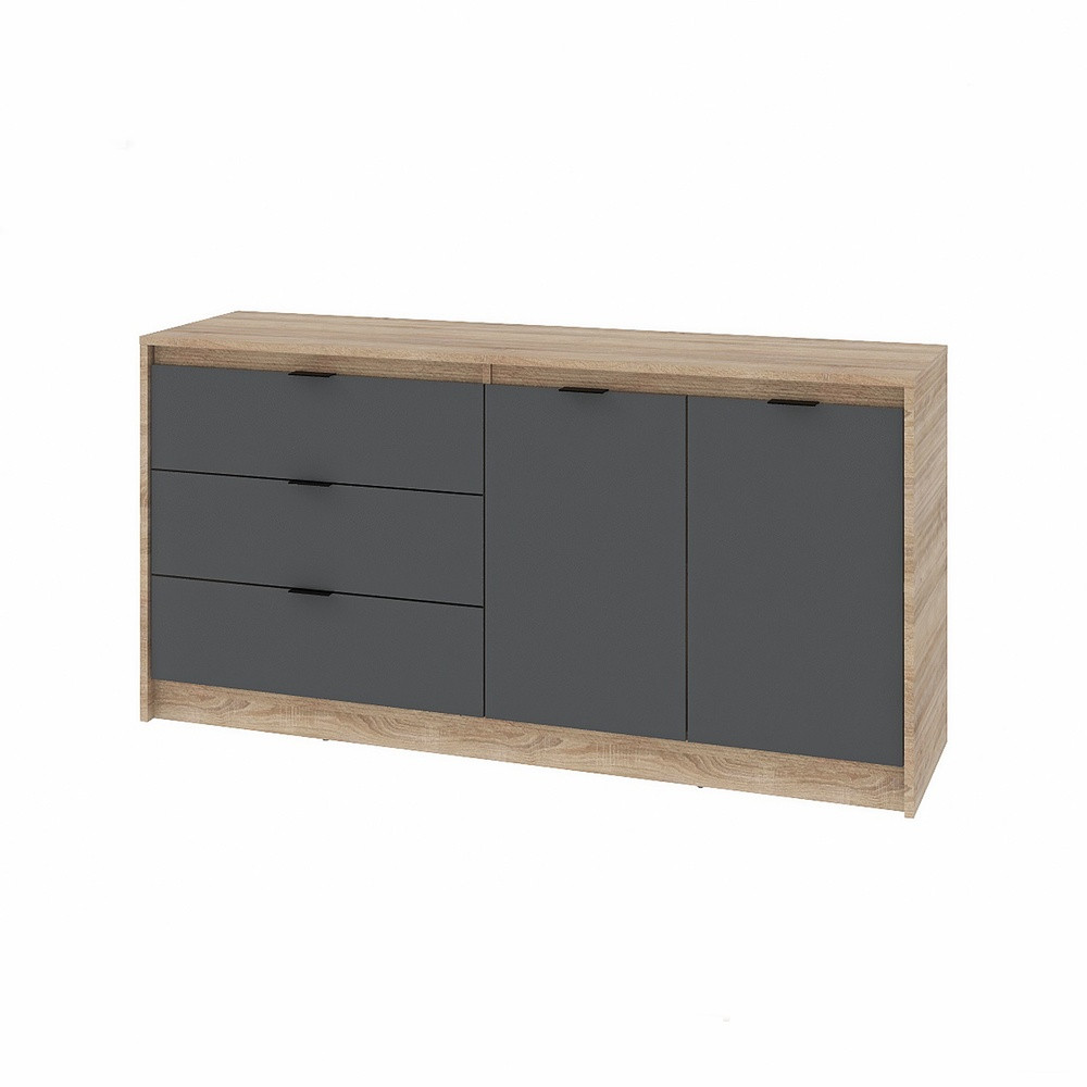 Большой комод с дверями и 3-мя ящиками Эверест Сити-1500 150,2х38х74,6 Дуб сонома/Графит (DTM-071101) Днепр - изображение 3