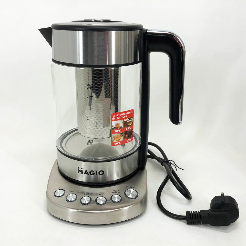 Тихий електричний чайник MAGIO, Скляний електрочайник з вбудованим підсвічуванням TX-95 Львів - фото 11