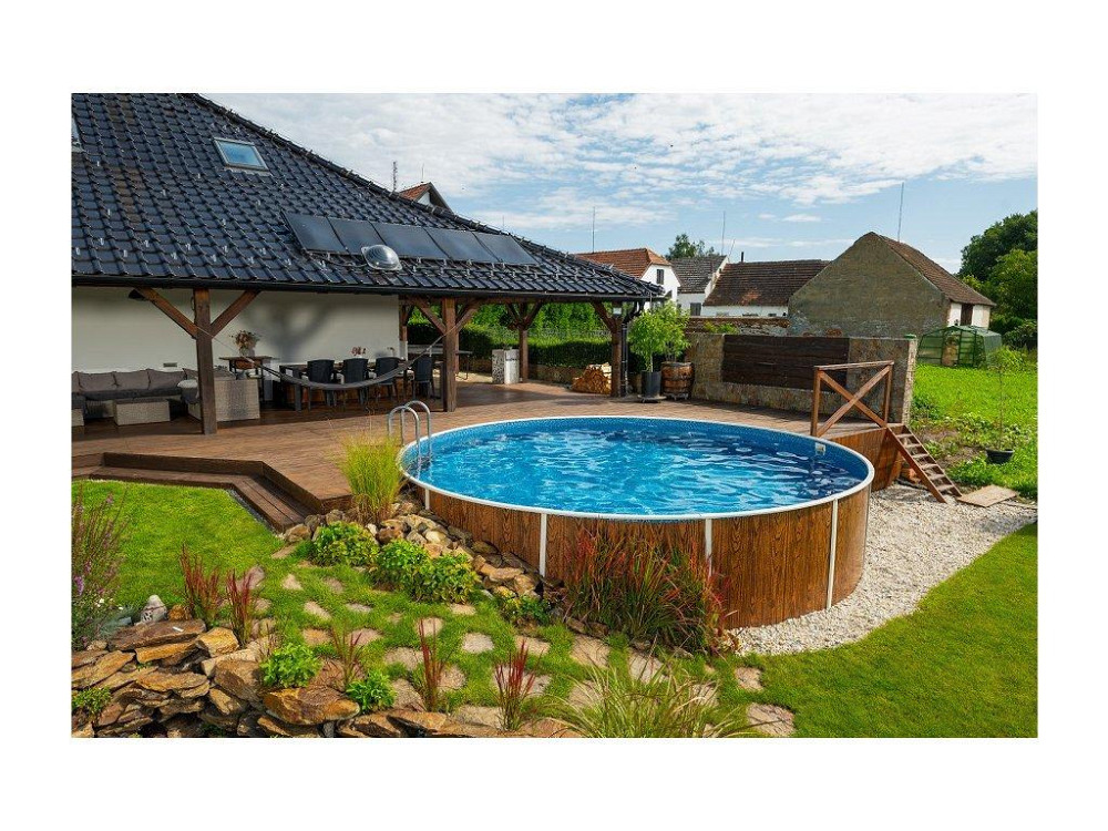 Басейн каркасний круглий Azuro 403DL 5.5 х 1.2 м Wood морозостійкий Київ - фото 1