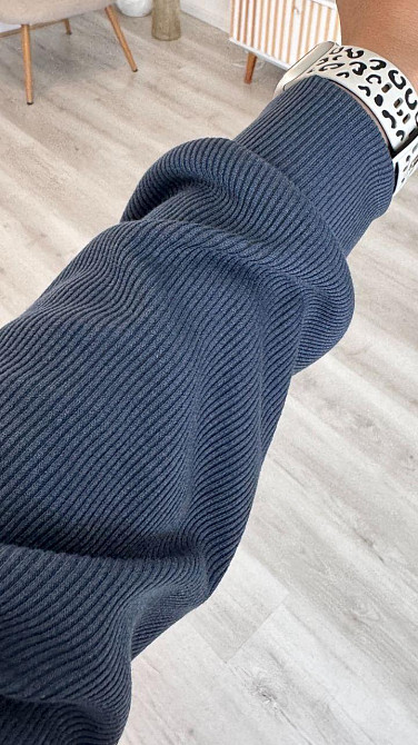 Жіночий стильний повсякденний костюм-двійка: кардиган на ґудзиках + штани трикотажний рубчик Графіт, 42/44 Одеса - фото 6