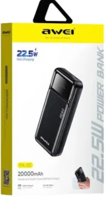 Зовнішній акумулятор Power Bank AWEI PA-92 20000 мА·год 22.5W QC3.0 PD дисплей швидка зарядка, LED індикатор QC Одеса - фото 11