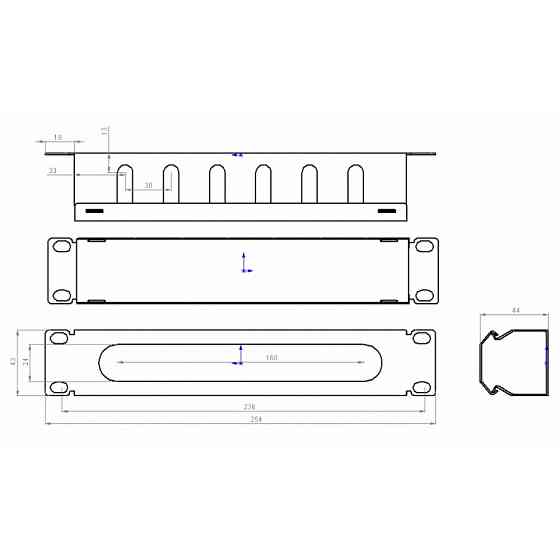 Кабельний організатор CMS 10", 1U перфорований, чорний Київ
