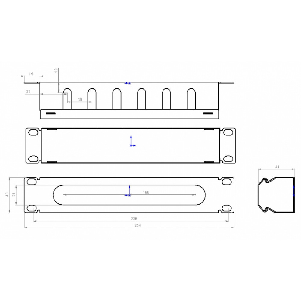 Кабельний організатор CMS 10", 1U перфорований, чорний Київ - фото 4