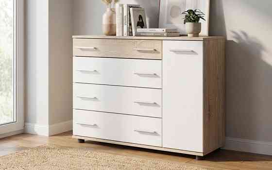 Комод для спальни Эверест с 4 ящиками К-3 (телескопы) 100х38х73 Дуб сонома/Белый (DTM-073851) Львов