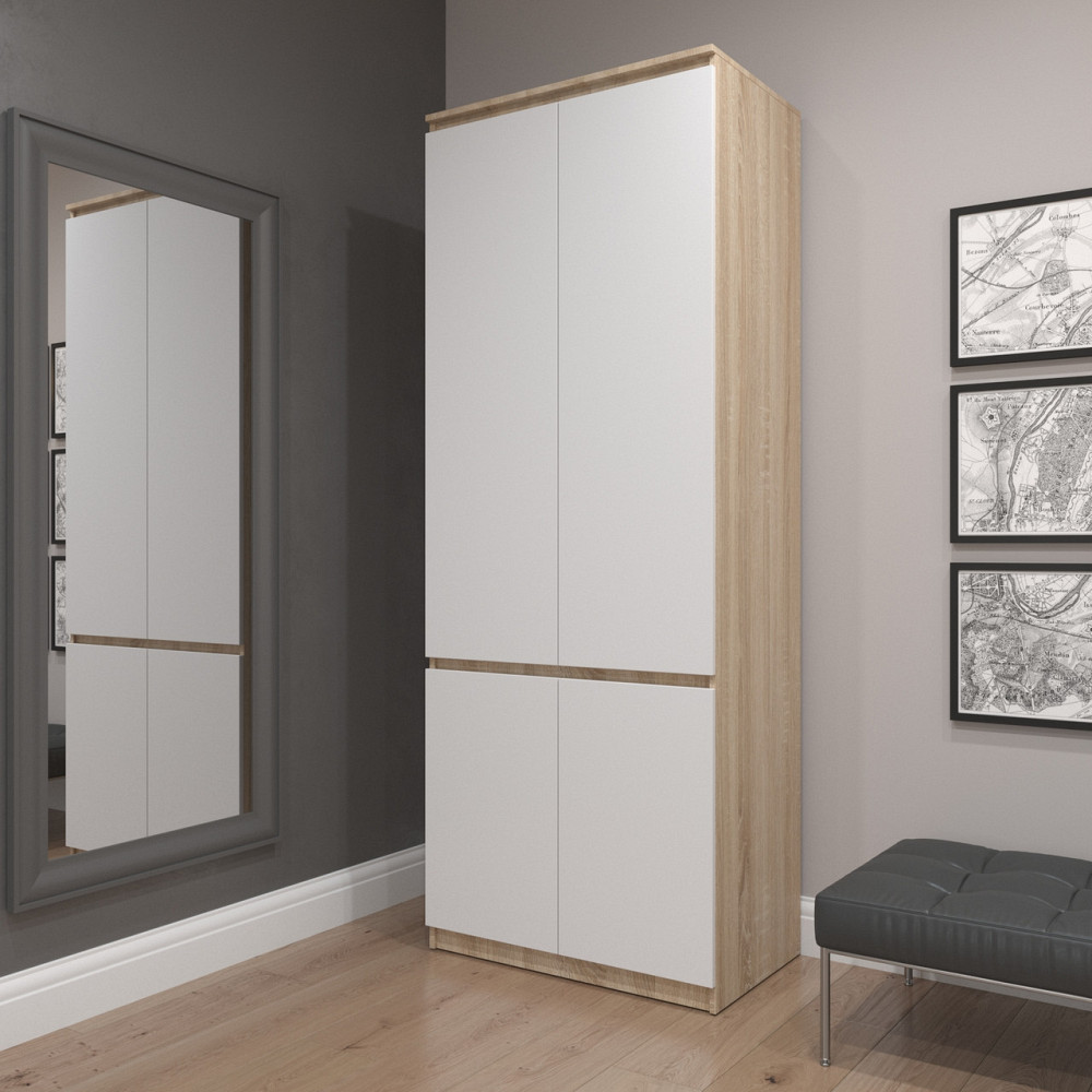 Шкаф для одежды VAYS R-10, с полками и штангой, без ручек, ЛДСП, 80×50×211 см - для спальни, гостиной, прихожей Львов - изображение 7