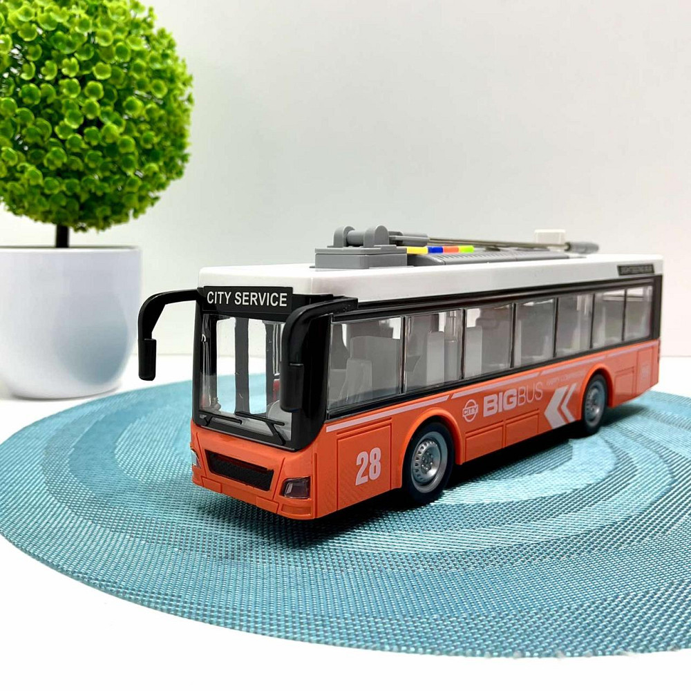 Тролейбус з інерцією підсвічуванням і звуком відчиняються двері Помаранчевий (WY911AB) Чернигов - изображение 1