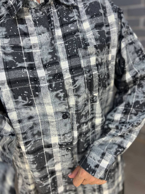 Сорочка жіноча A-N 2775 картата варена в клітинку оверсайз коттон one size, сірий, one size Київ - фото 15