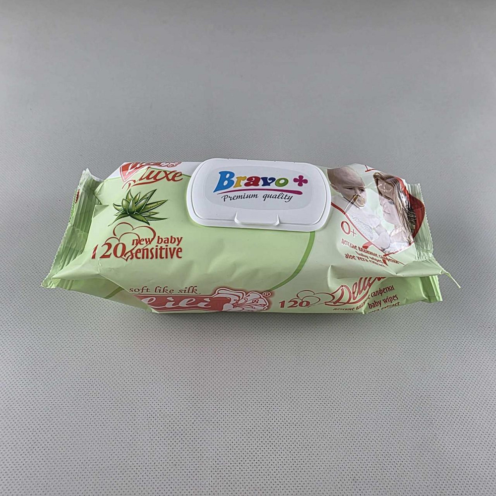 Серветки вологі 120 шт.з клапан "Bravo Lili" алое (1 пачка) Харків - фото 2