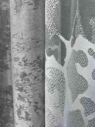 Комплект штор VR-Textil Жакард Мармур 150х270 2шт і Тюль 500х270 1668ш-1529т Сірий з білим 71-183/4 Київ
