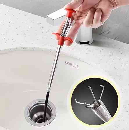 Трос с захватом для чистки труб 160 см серый Киев