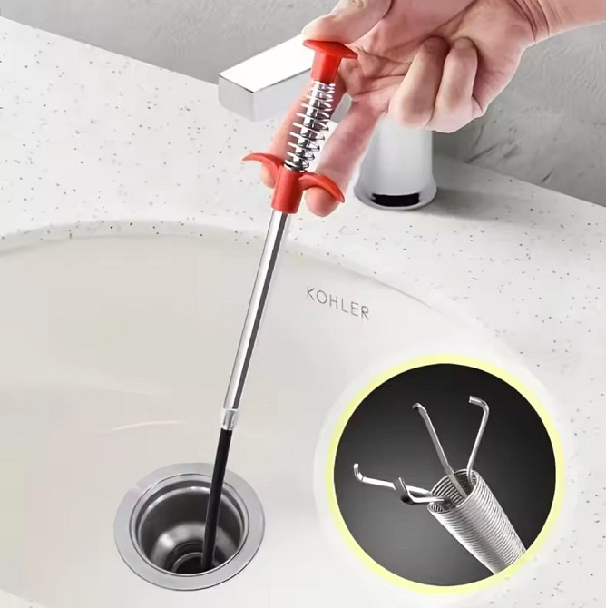 Трос с захватом для чистки труб 160 см серый Киев - изображение 1