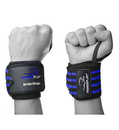 Кісткові бинти PowerPlay 3081 Gym WristT Wraps Чорно-Сині Кам'янське