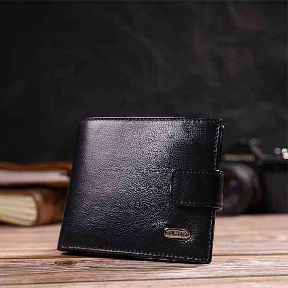 Практичный кошелек для мужчин горизонтального формата из натуральной гладкой кожи CANPELLINI 21772 Черный Киев