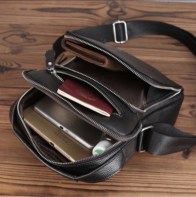 Чоловіча шкіряна сумка чорна Tiding Bag A25-1278C Київ - фото 9