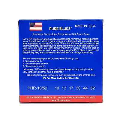 Струны для гитары DR Strings PURE BLUES Electric Guitar Strings - Medium to Heavy (10-52) (PHR-10/52) Винница